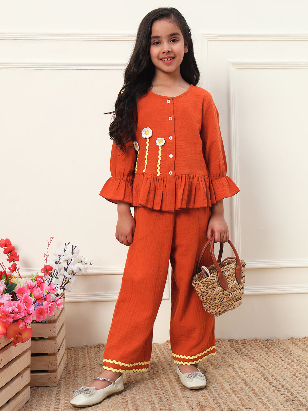 Peplum Shirt With Pants Girls Co-ord Set
