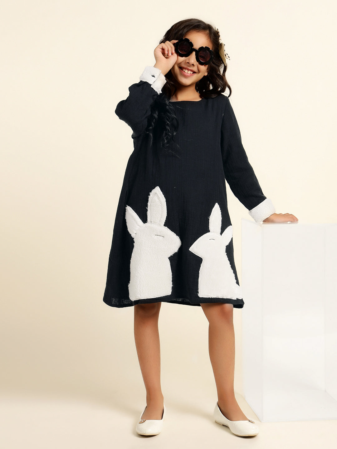 Pure Cotton Round Neck A-Line Girl Dress