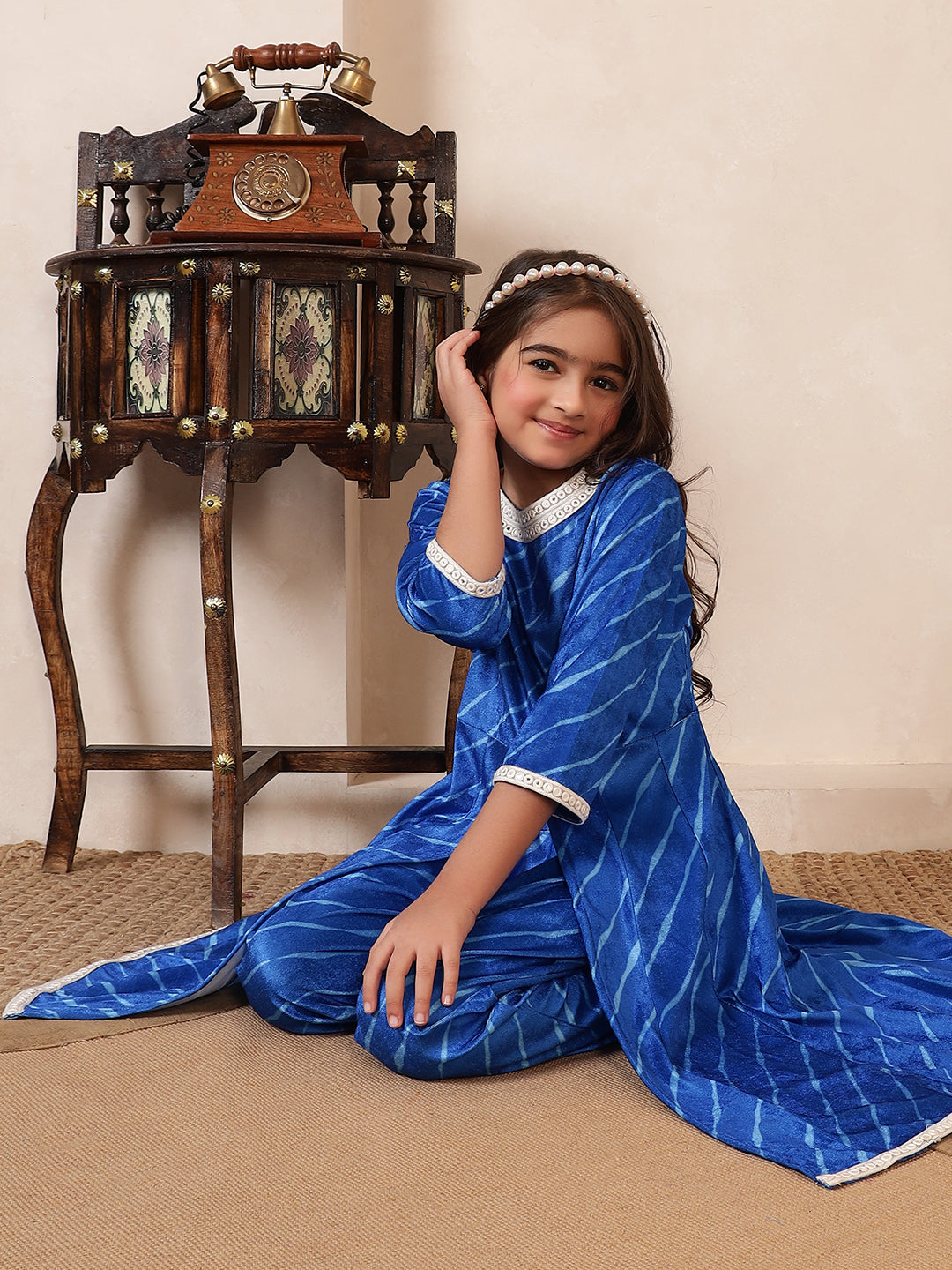 Blue Velvet Kurta Set