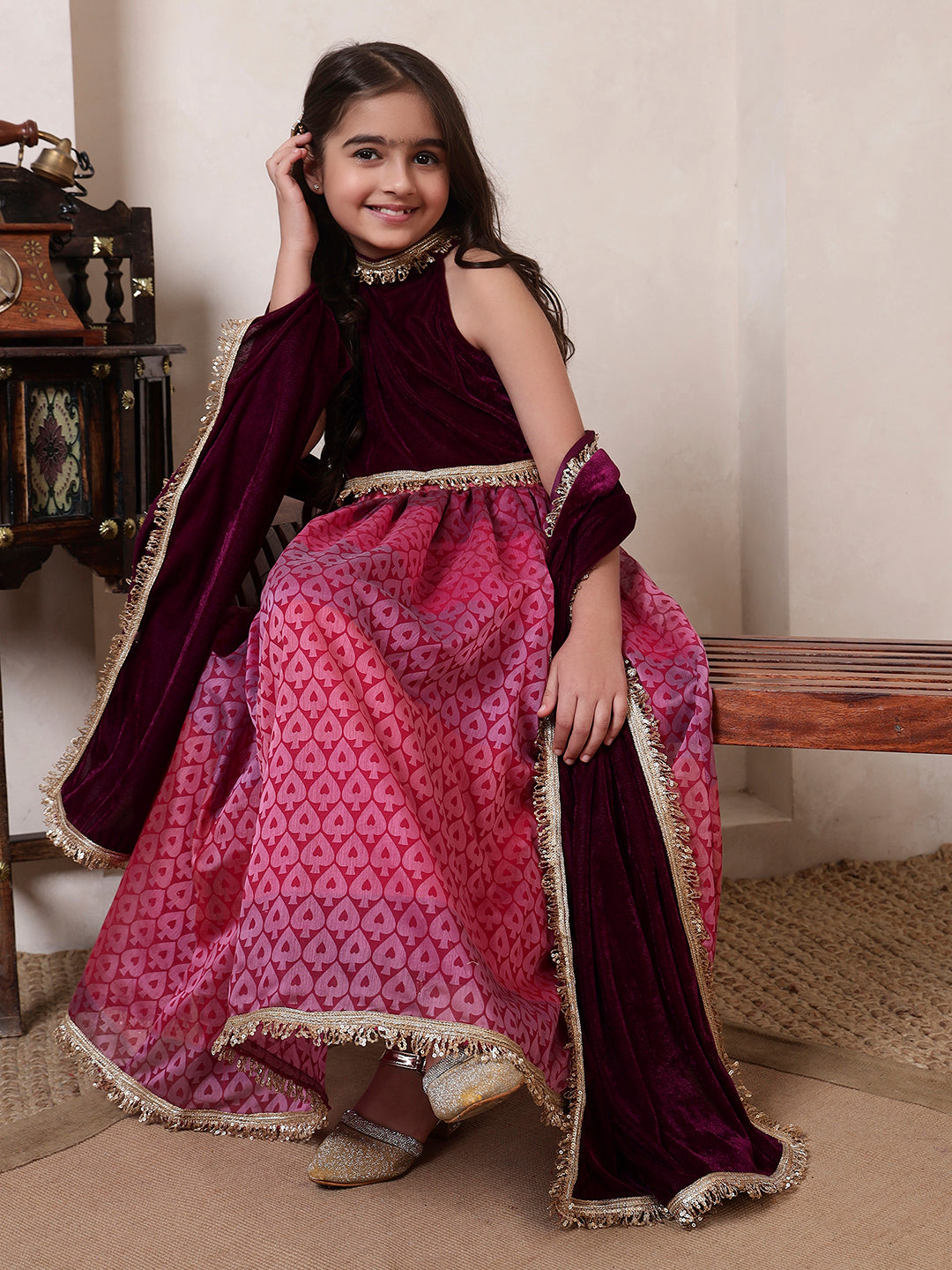 3 Piece Top And Skirt With Dupatta