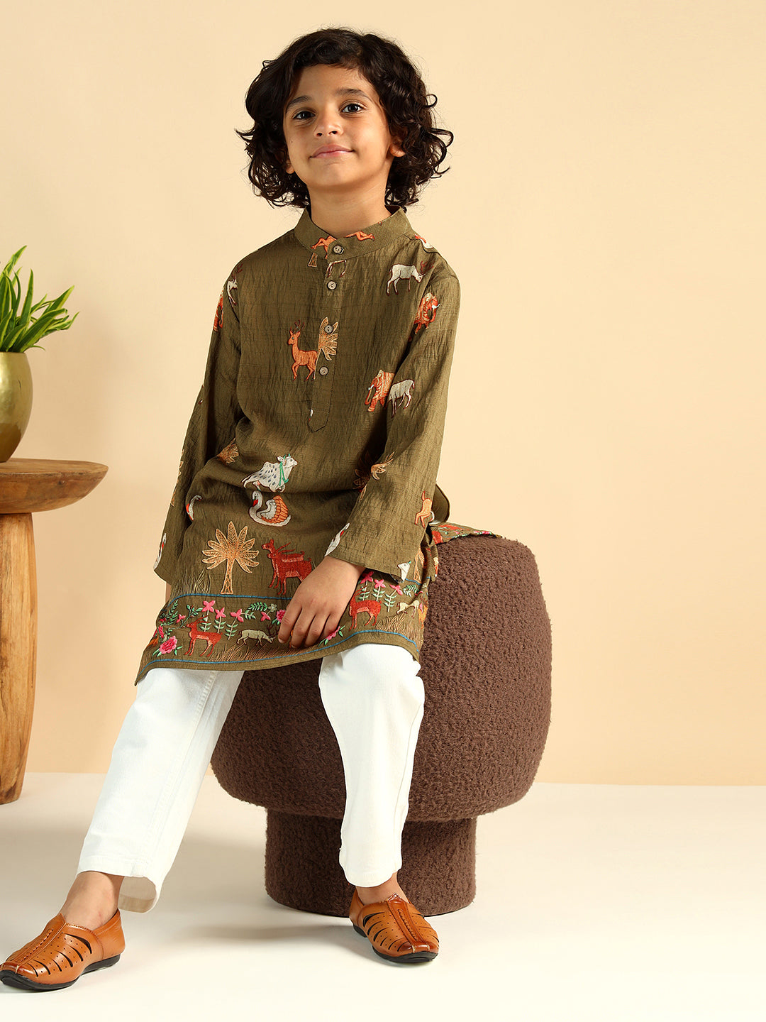 Animal Print Kurta For Boys