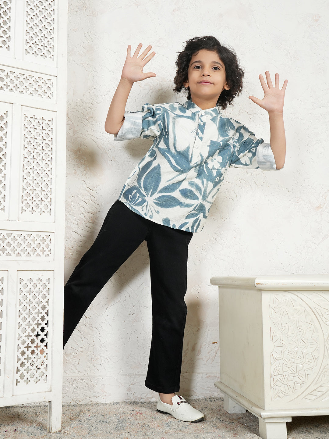 Abstract Print Short Boys Kurta