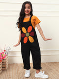 Multicolor Big Flower Patch Girls' Jumpsuit (T-shirt not included)
