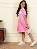 Collar Neck A-Line Pink Dress