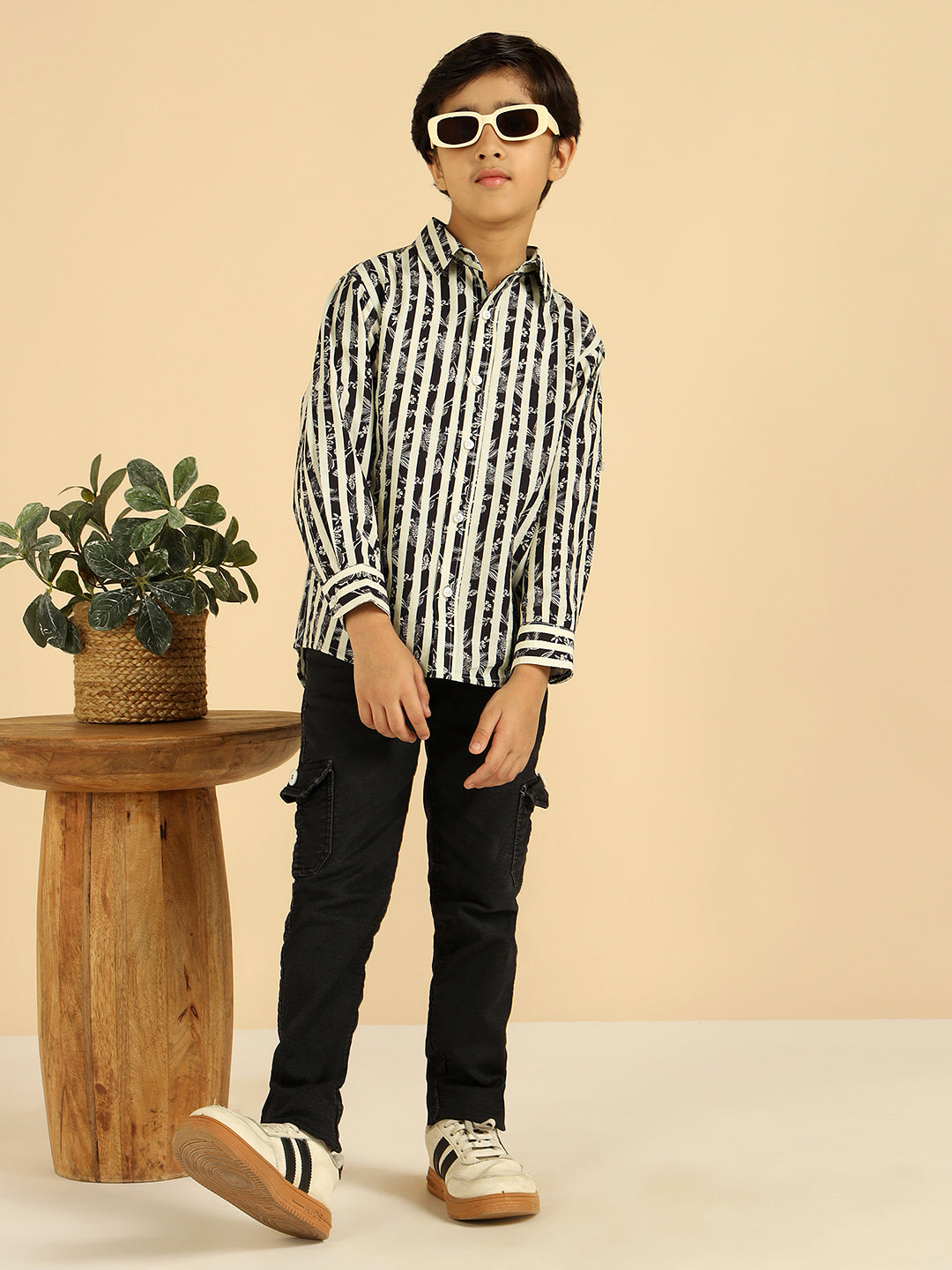 Black Striped Boys Shirt