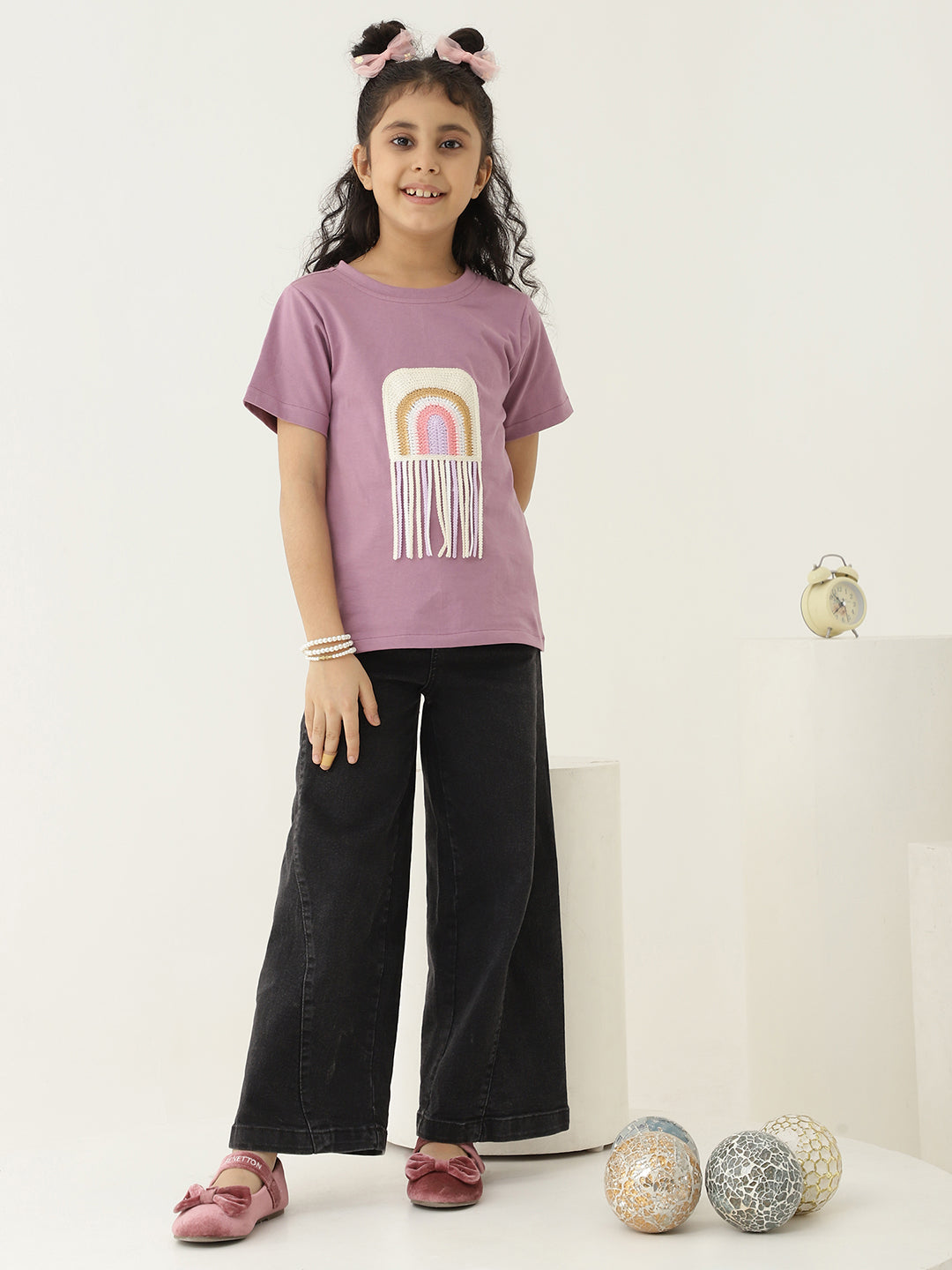 Pure Cotton Knit Rainbow Patch T-Shirt