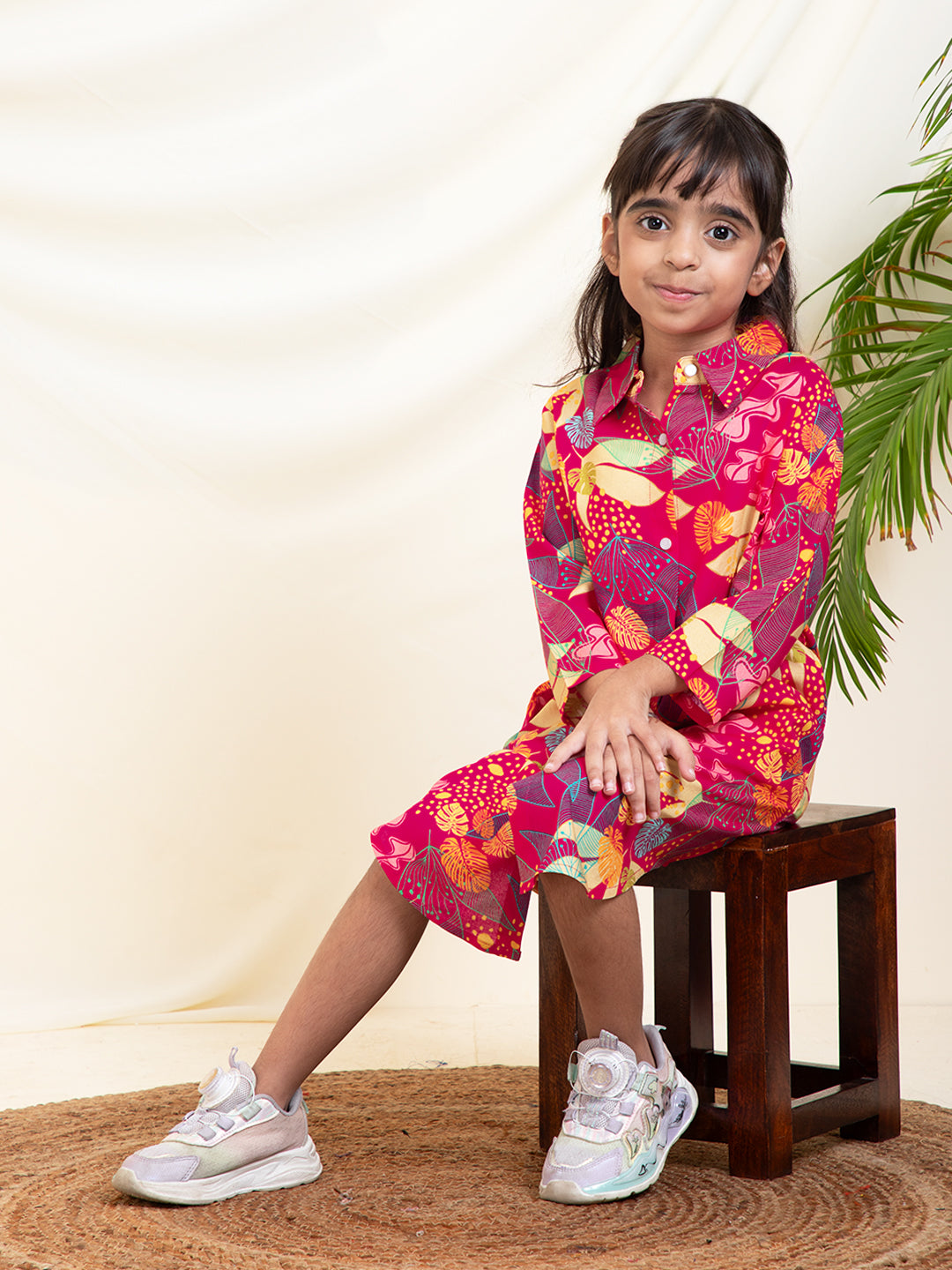 Tropical Print Shirt Dress