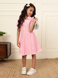 A-Line Collar Neck Pink Dress