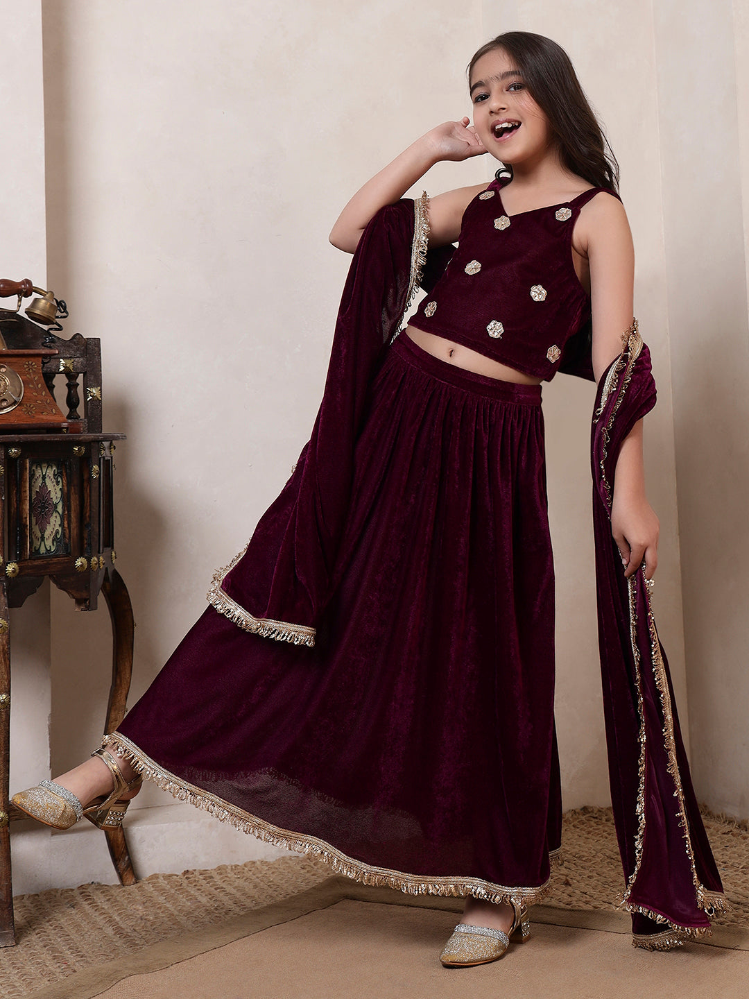 3 Piece Top With Skirt And Dupatta