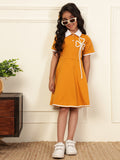 Collar Neck A-Line Mustard Yellow Dress