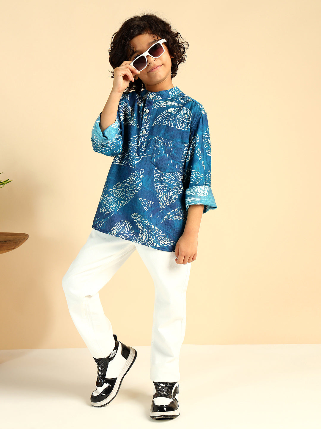 Abstract Print Short Kurta For Boys