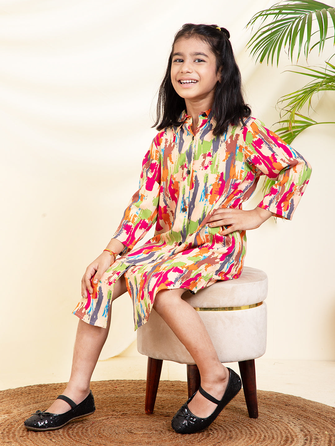 Printeded Girls Shirt Dress