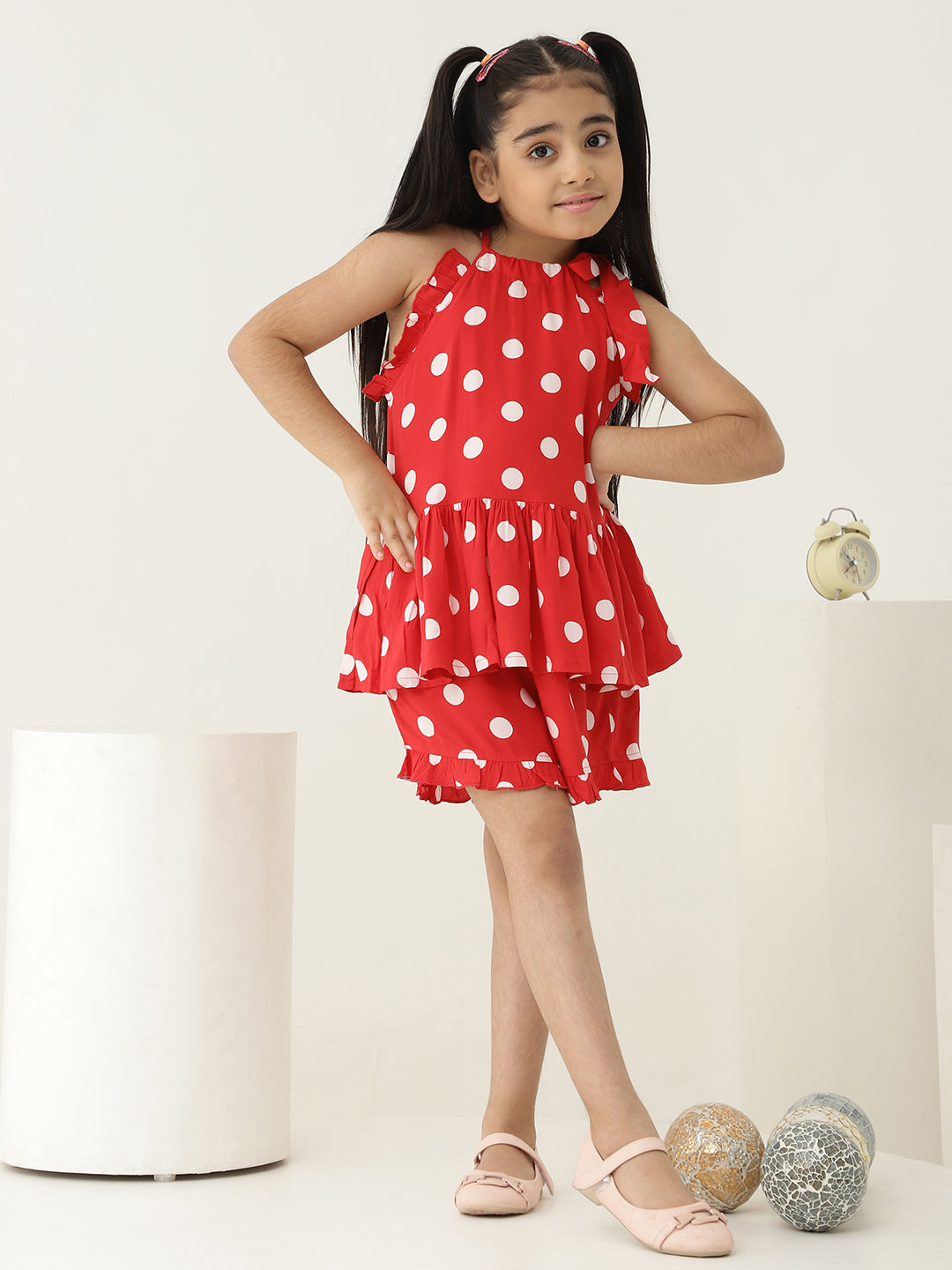 Pure Rayon Halter Neck Peplum Top With Shorts