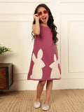 Playful Bunny Carrot Pink Cotton Gauze Dress
