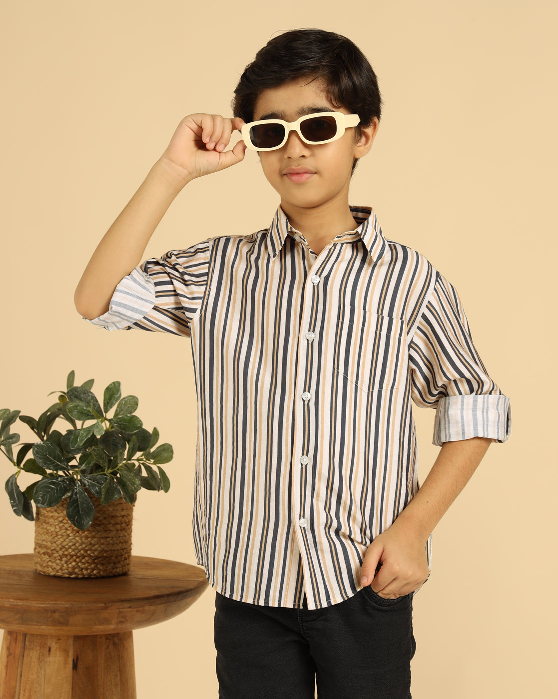 Multi Color Stripes Full Sleeves Boys Shirt