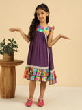 Multi-Color Heart Printed Tiered Girls Dress