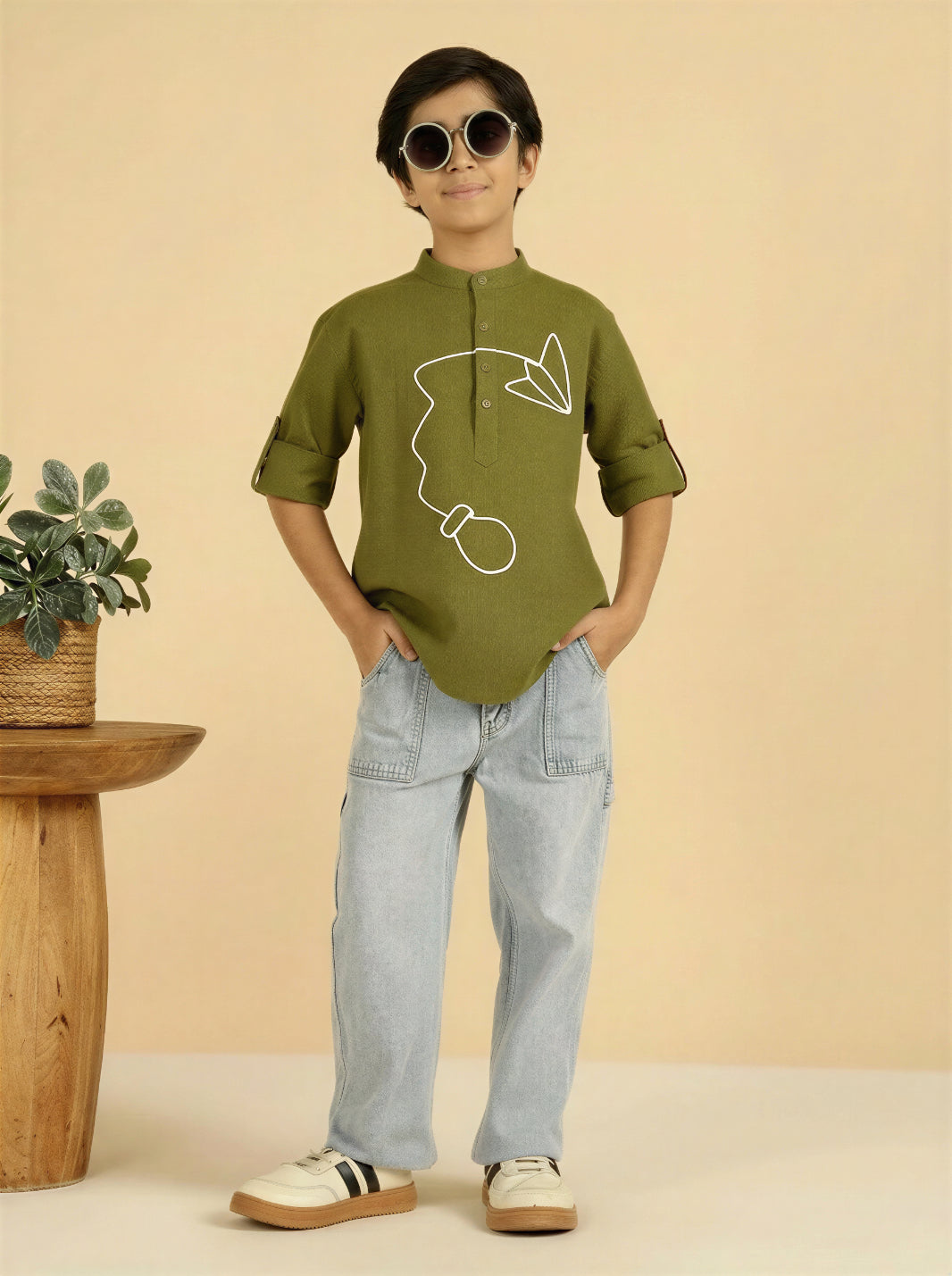 EMBROIDERED SHORT KURTA FOR BOYS