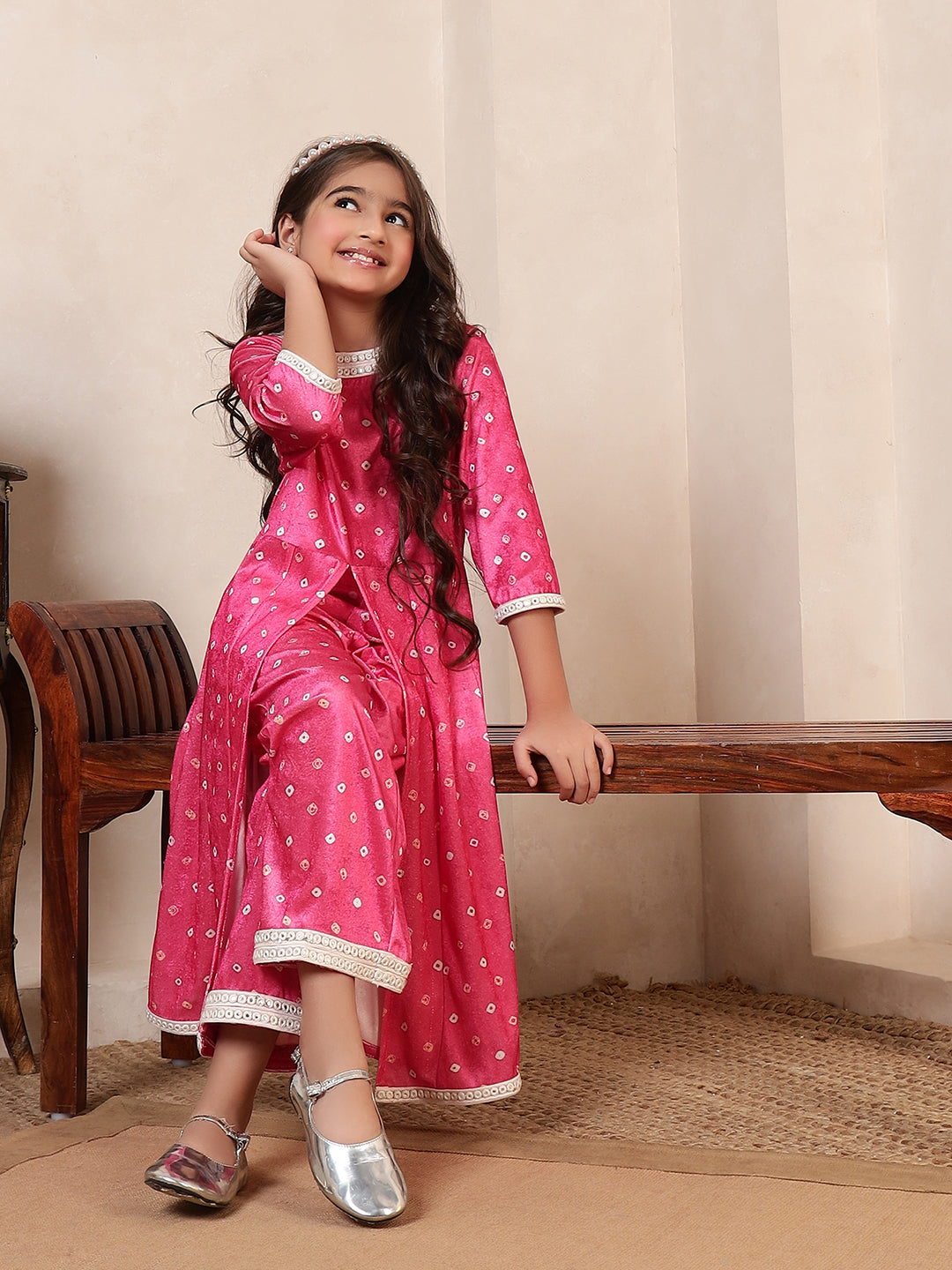 Pink Velvet Kurta Set