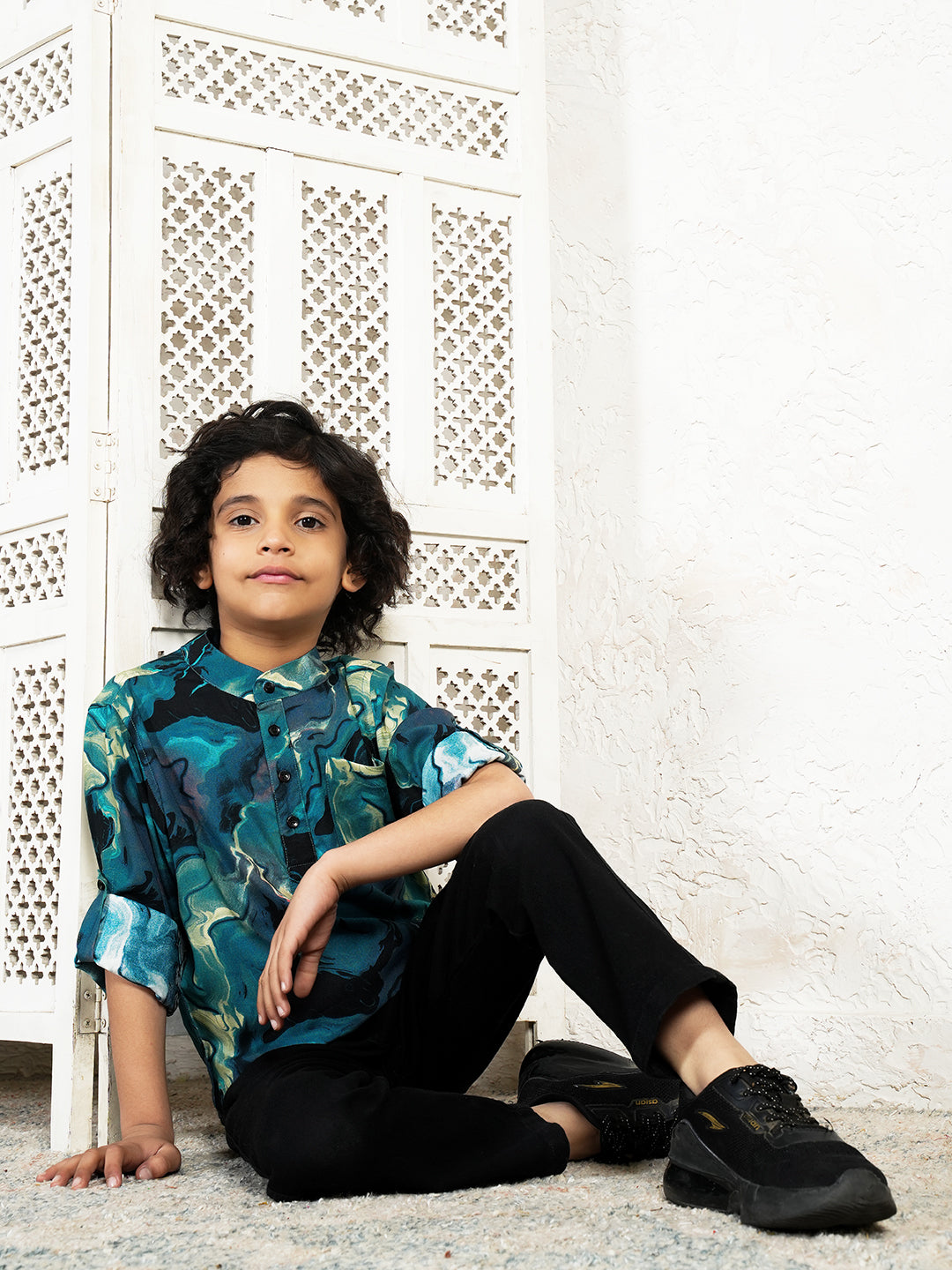 Abstract Print Kurta For Boys