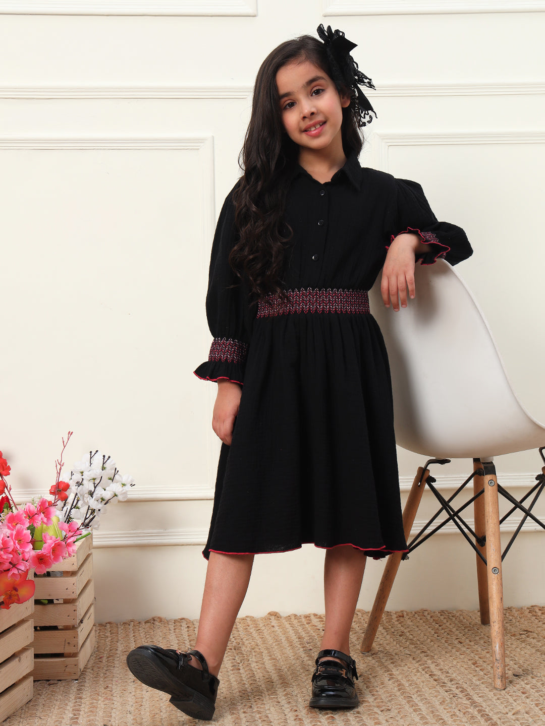 Shirt Style Smocking tiered Dress