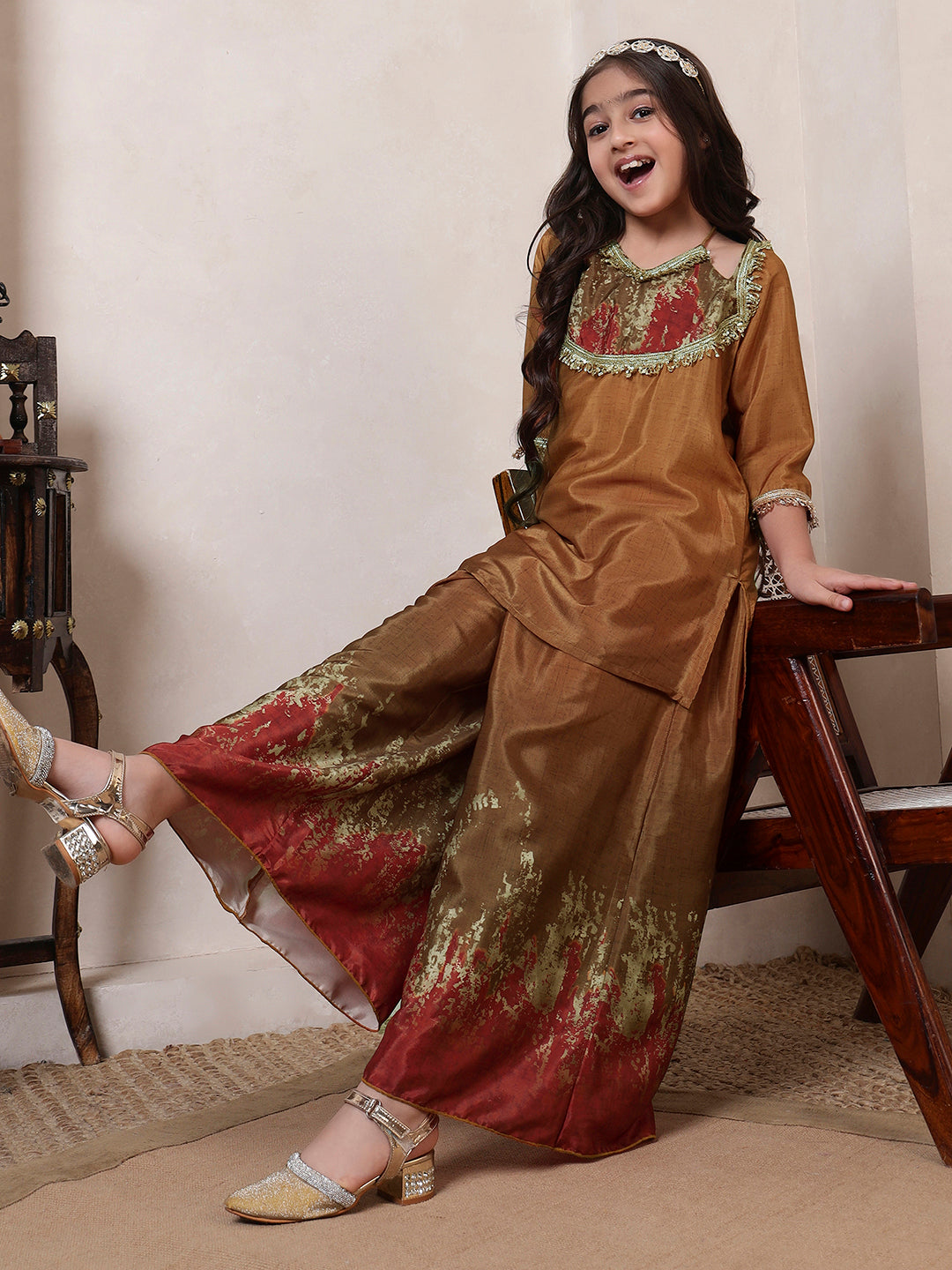 Mustard Kurta With Palazzo Set
