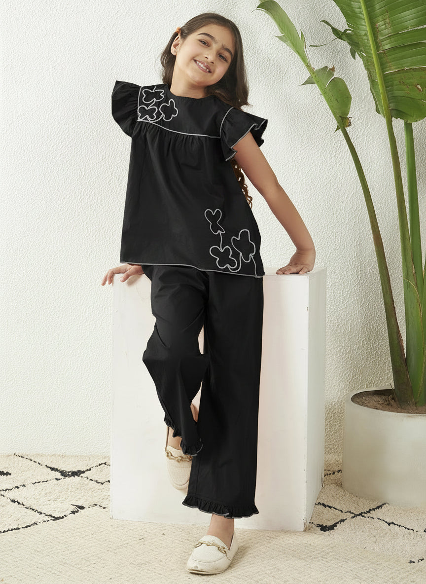 Embroidered Top With Pant Set