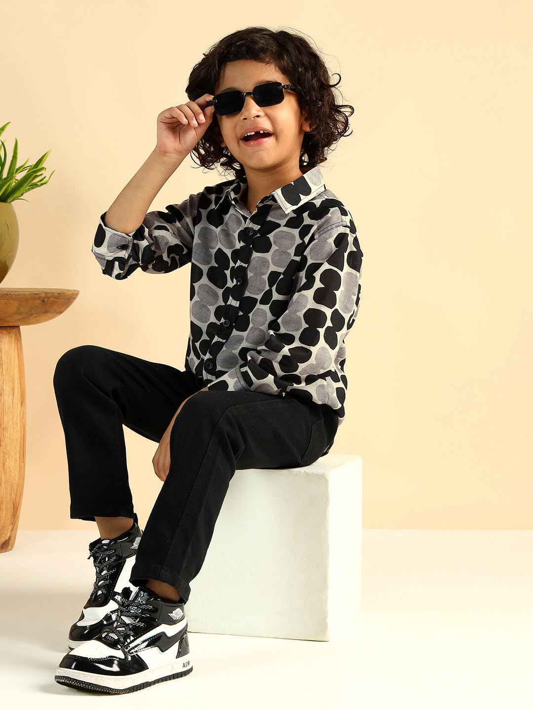 Polka Print Pure Cotton Shirt For Boys