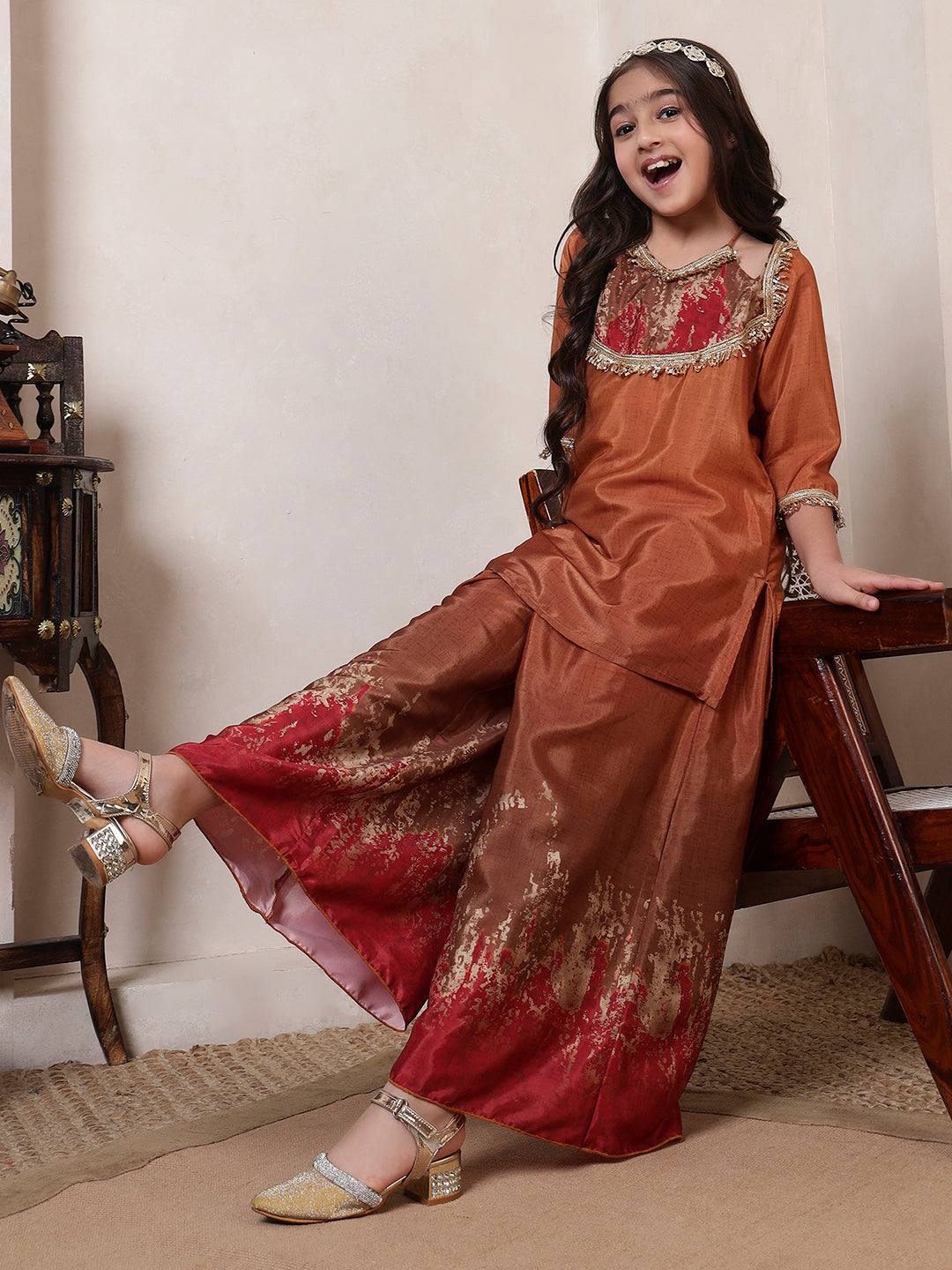 Mustard Kurta With Palazzo Set