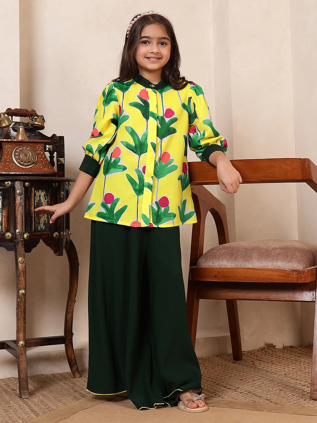 Floral Motif Short Kurta With Palazzo