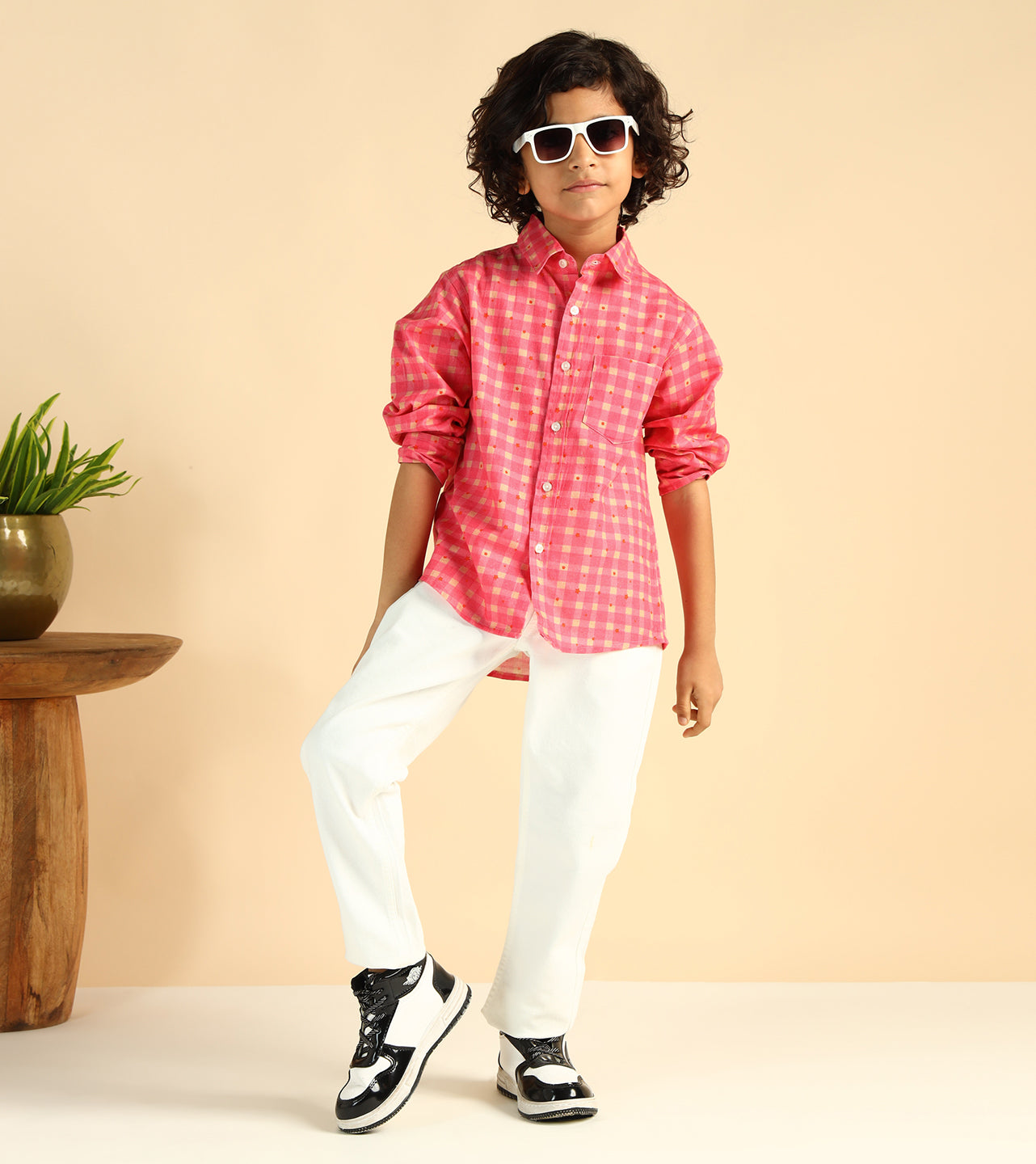 Check Pure Cotton Shirt For Boys