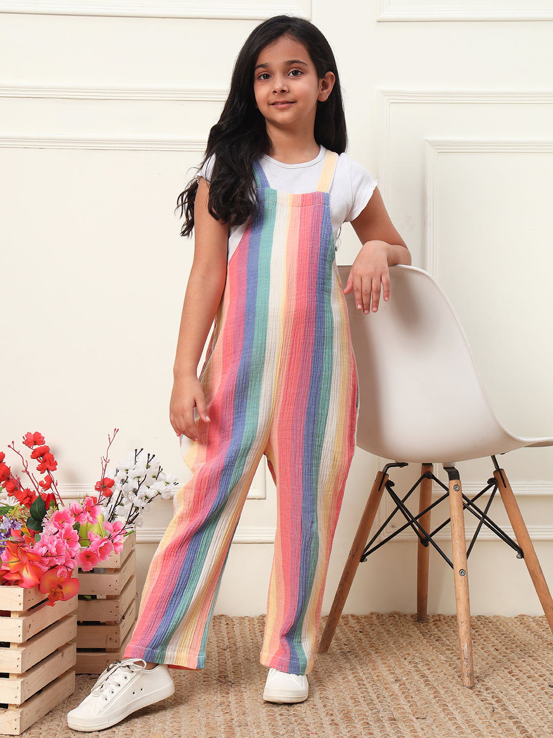 Rainbow Stirpes Girls' Jumpsuit (T-shirt not included)