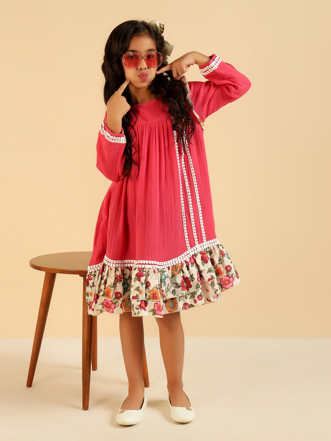 Full Sleeves Pure Cotton Tiered Dress