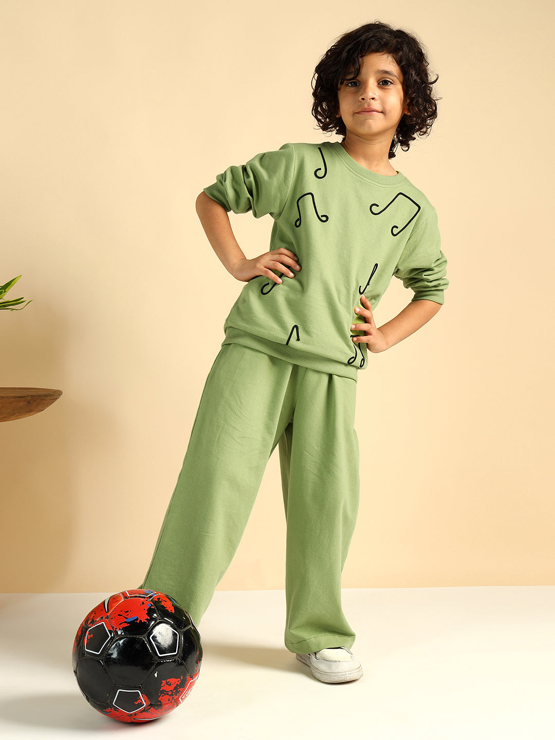 Pure Cotton Green Embroidered Boys Co-Ord Set