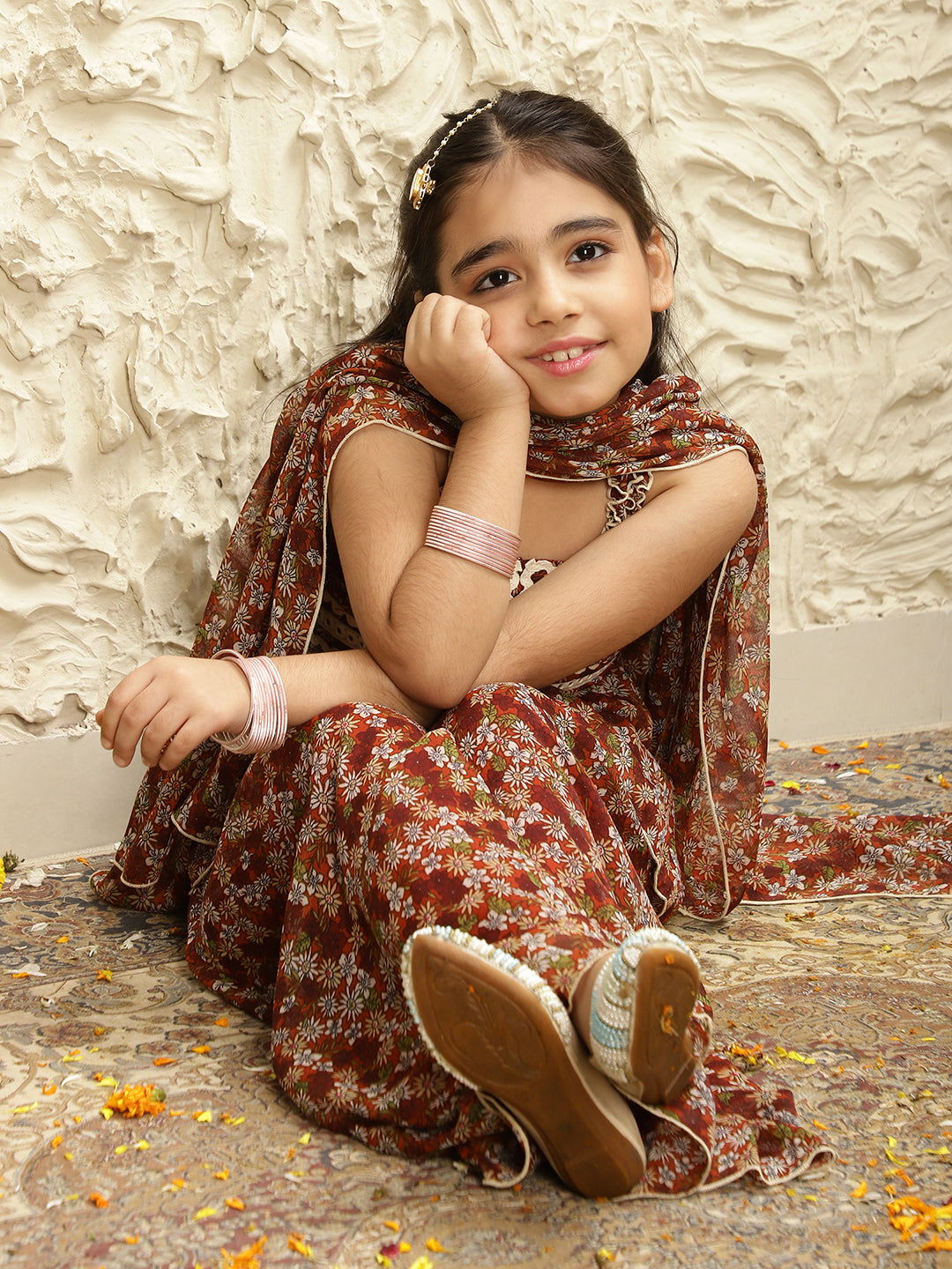 Pure Chiffon Top & Palazzo With Dupatta Set