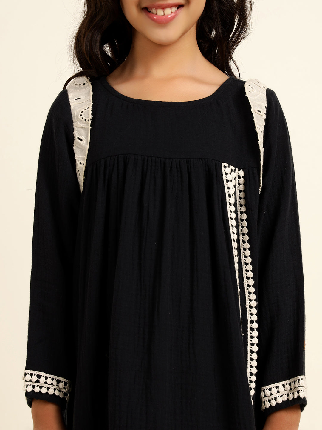 Pure Cotton With Schiffli Tiered Dress