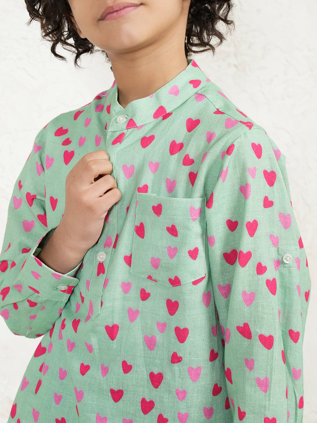 Heart Print Kurta For Boys