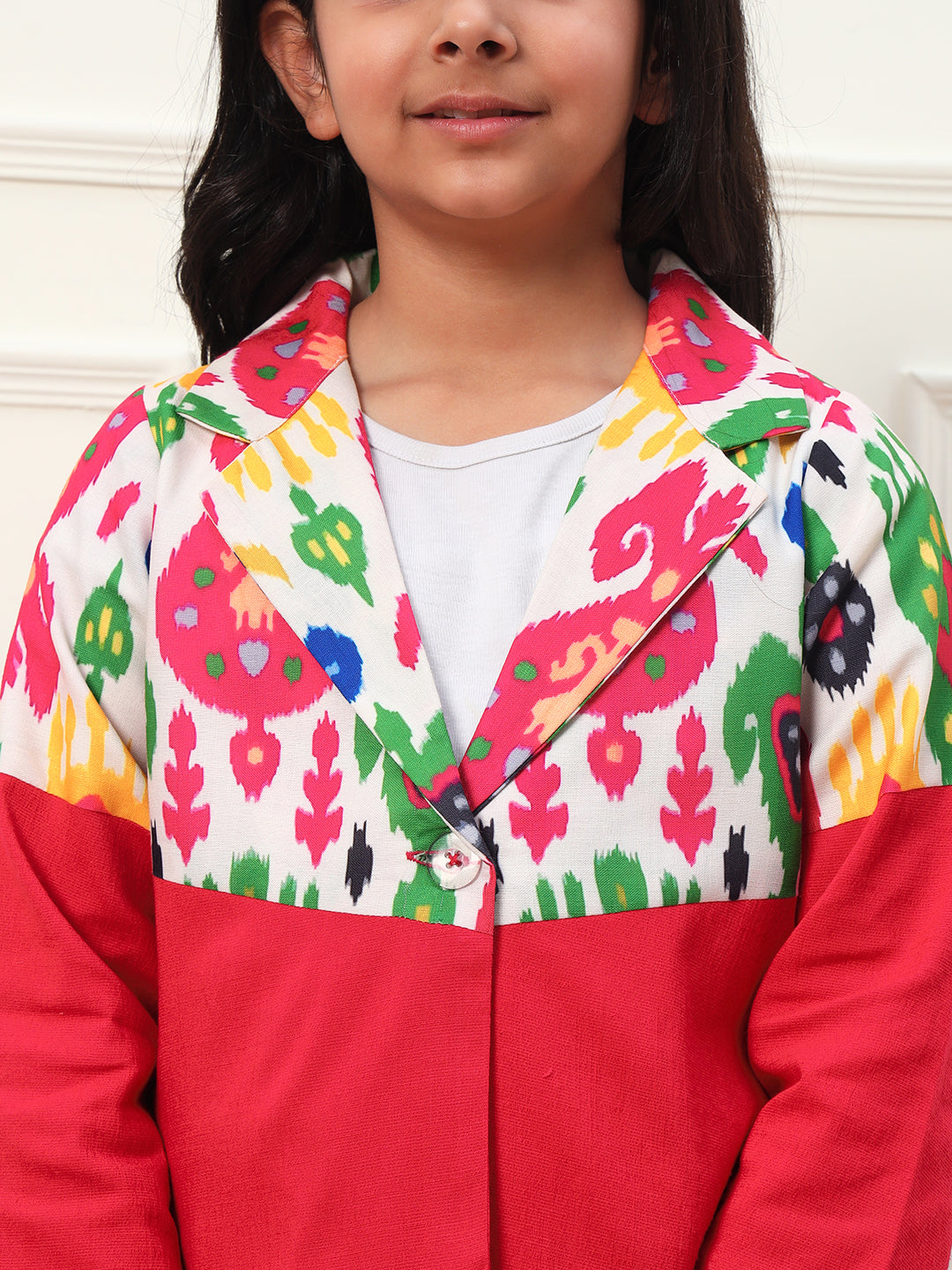 Printed Blazer With Pants Girls Co-ord Set