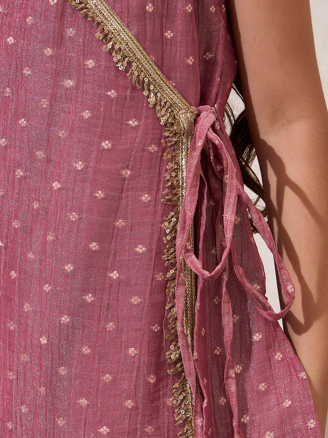 Girl's Angrakha Style Kurti & Palazzo Set