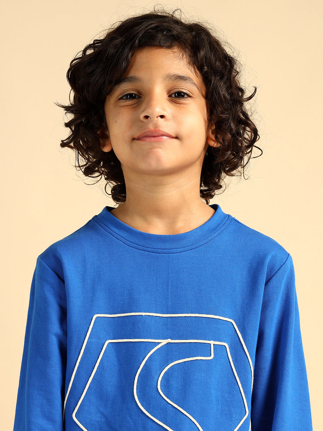 Electric Blue Pure Cotton Embroiderd Co-Ord Set For Boys