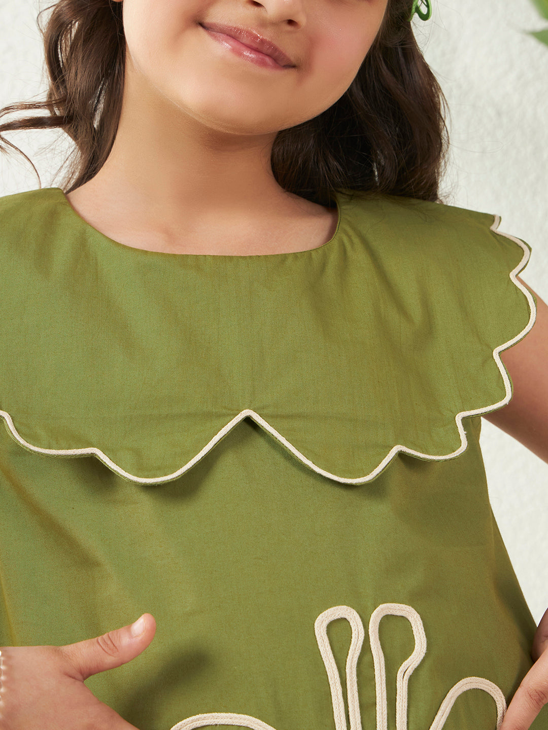 Giraffe Patch Scalloped Collar Dress