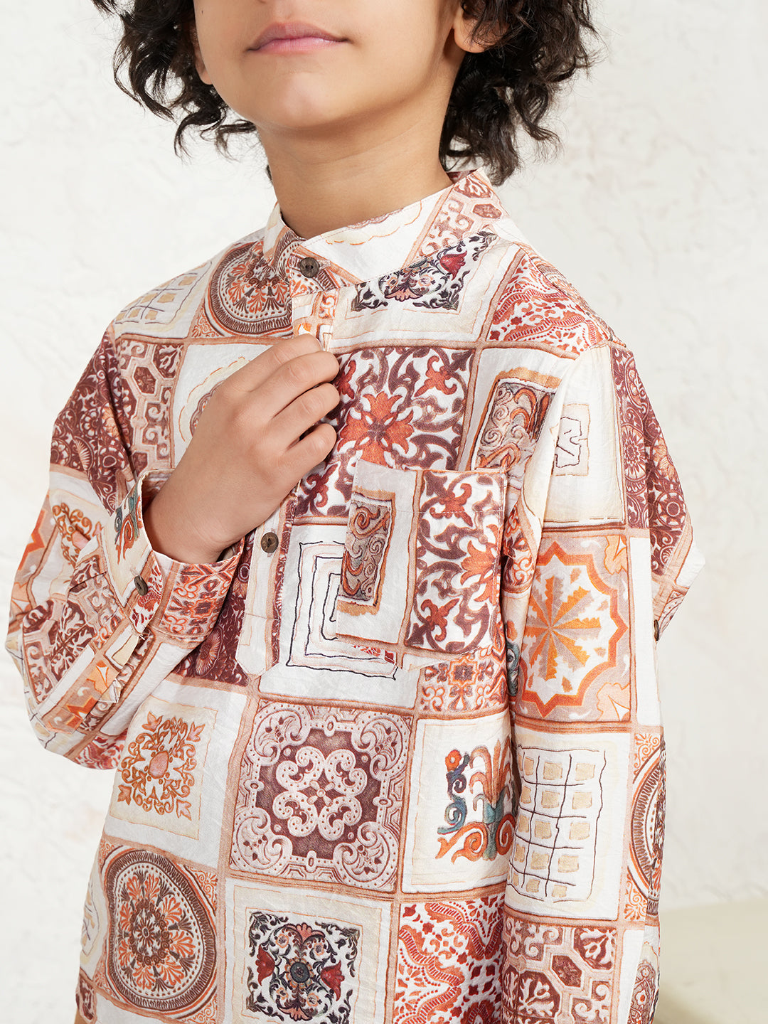 Patch Prnt Kurta For Boys