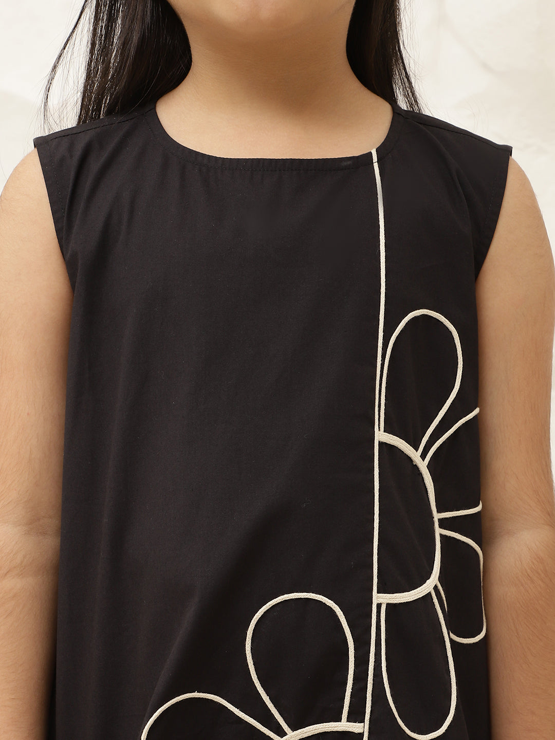 Pure Cotton Flower Embroidered Knee Length Dress