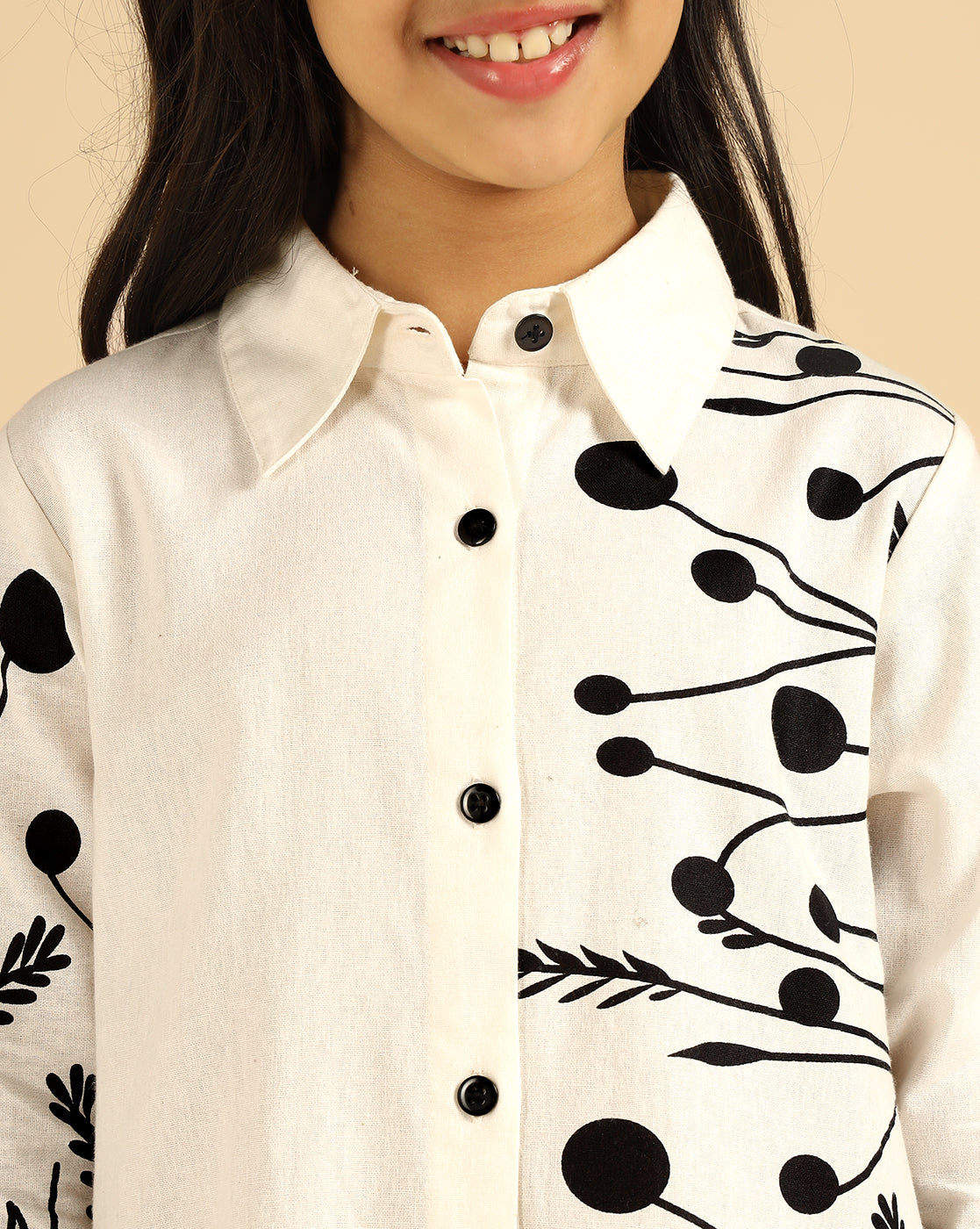 Pure Cotton Floral Printed Girls Shirt Dress