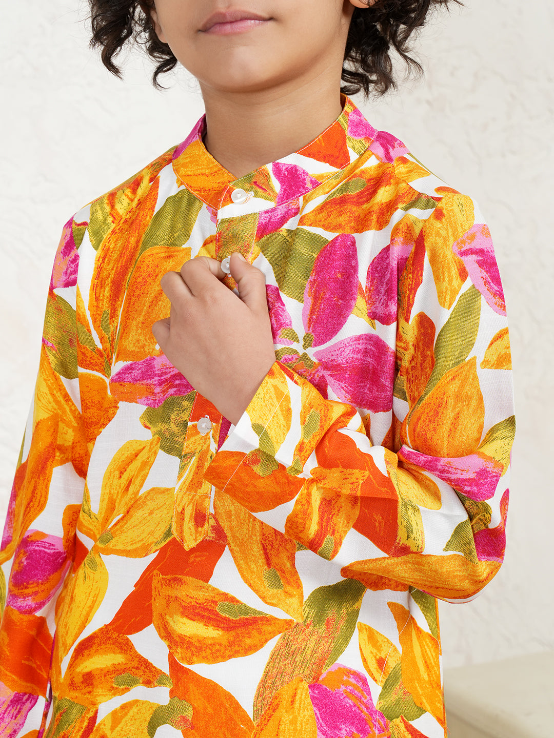 Leaf Print Kurta For Boys