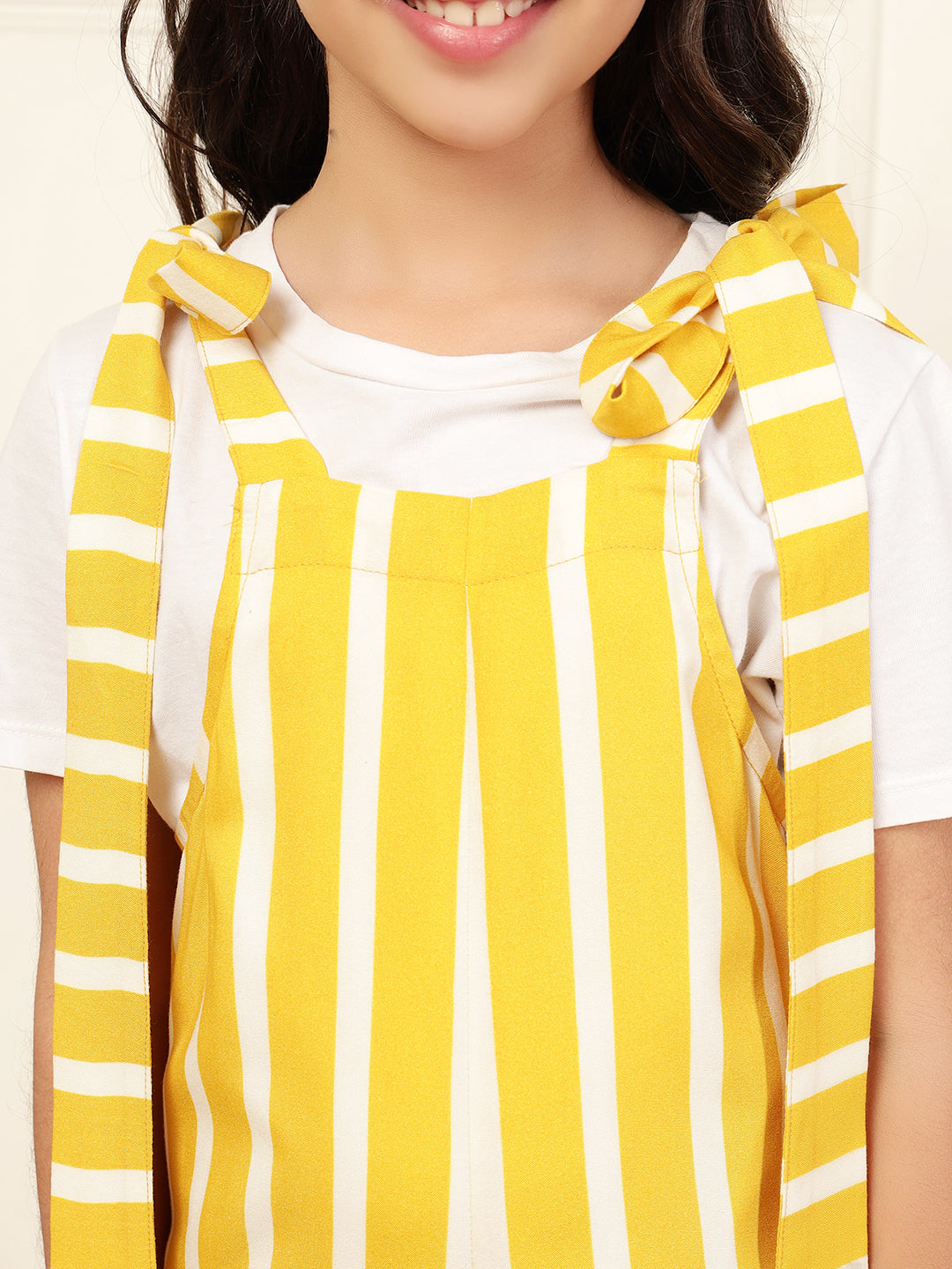 Knot Style Lemon Yellow Stripe Jumpsuit (T-shirt not included)