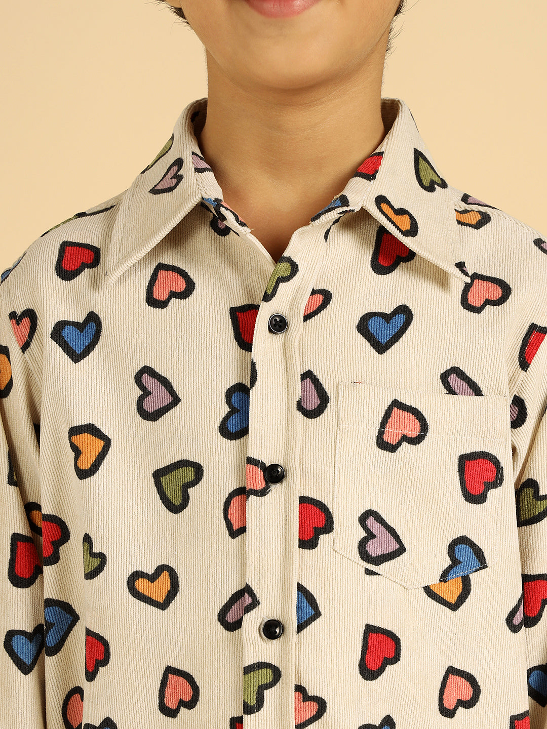 Multi Color Heart Printed Boys Shirt