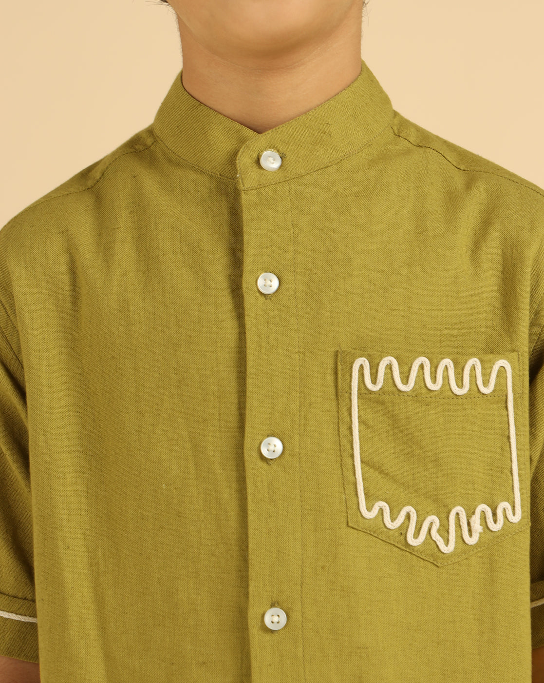 Lemon Yellow Embroidered Causal Boys Shirt