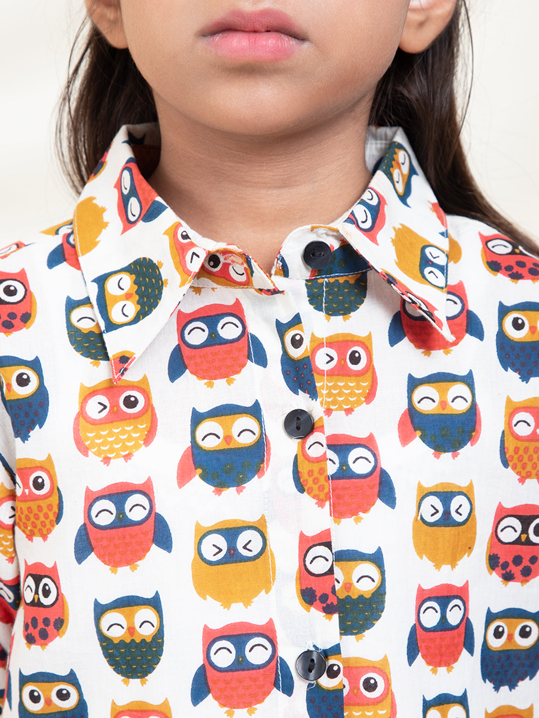 Owl Printed Shirt Dress