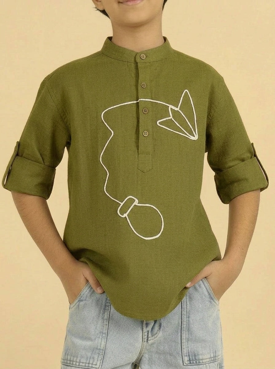 EMBROIDERED SHORT KURTA FOR BOYS