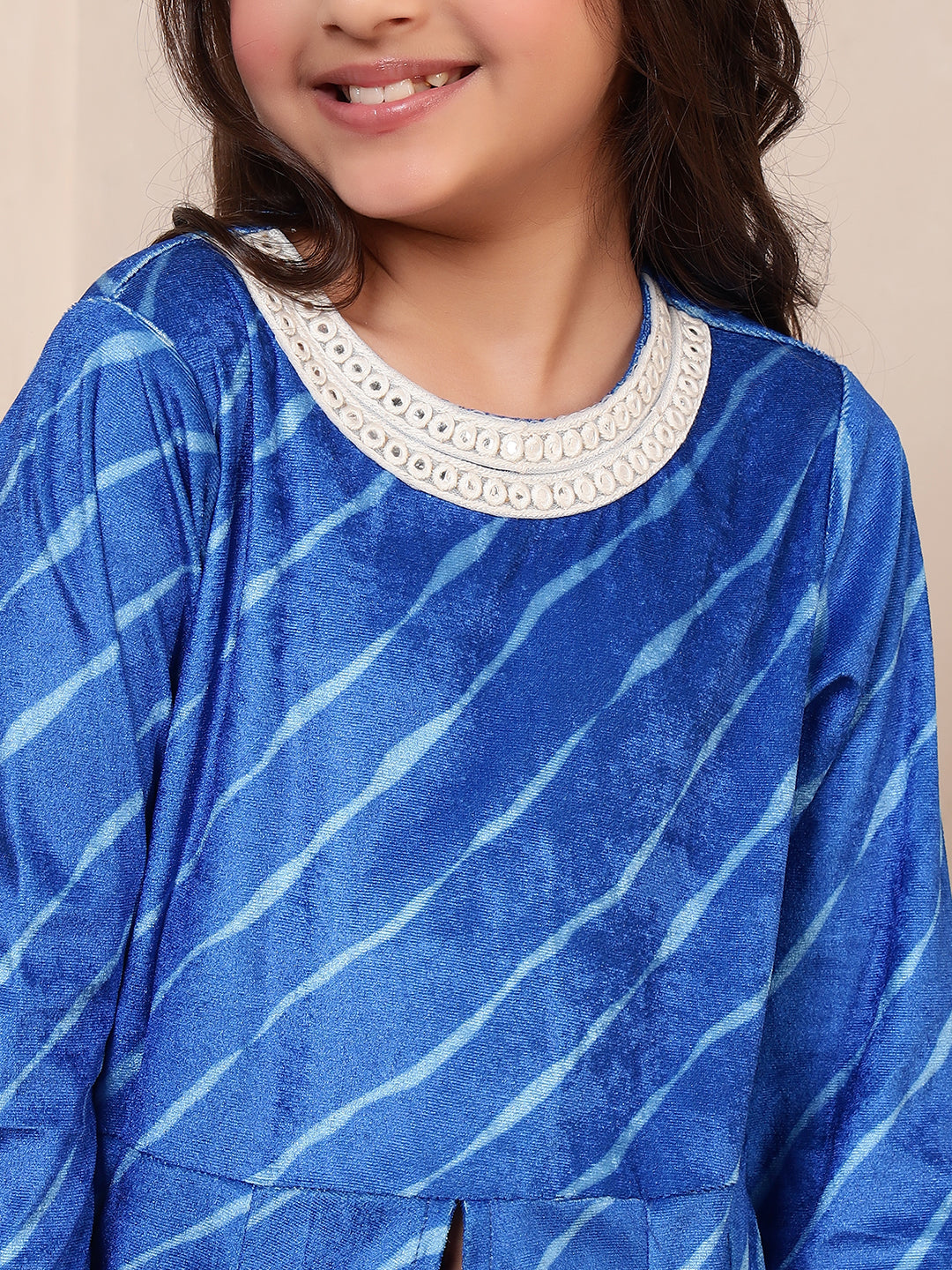 Blue Velvet Kurta Set